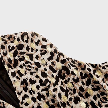 Sydney Yellow Black Leopard Print Midi Dress V-neckline Sleeveless A-line Flounce Hem Rear Zip Fastening 100% Terylene