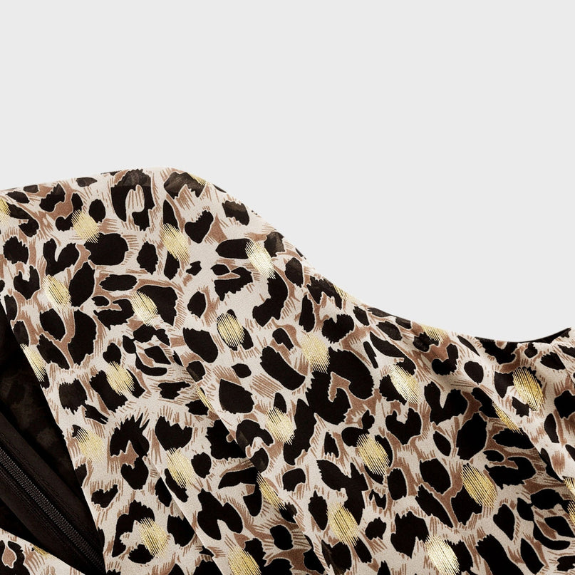 Sydney Yellow Black Leopard Print Midi Dress V-neckline Sleeveless A-line Flounce Hem Rear Zip Fastening 100% Terylene