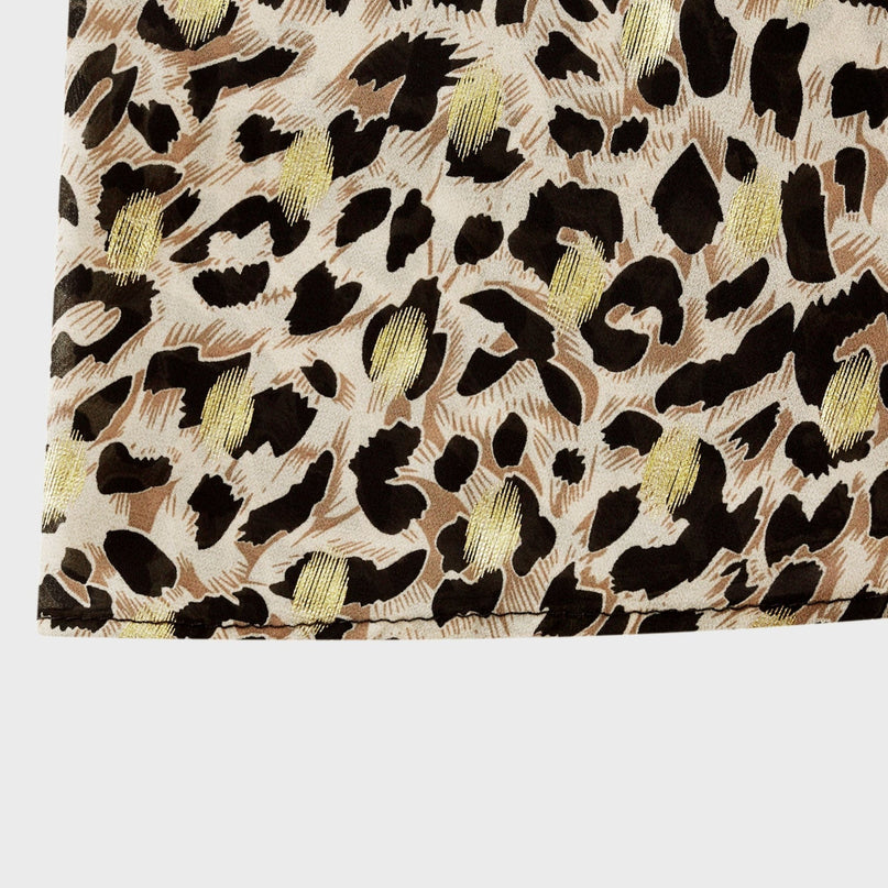 Sydney Yellow Leopard Print Midi Dress in A-line Silhouette with V-neckline and Cinched Waist