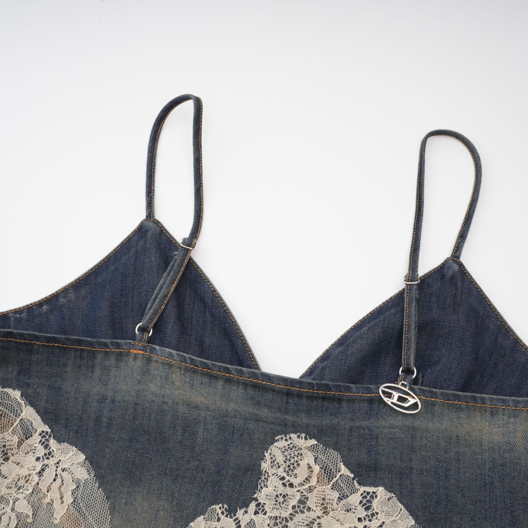 Sylvie lacedetail denim top  shorts matching set