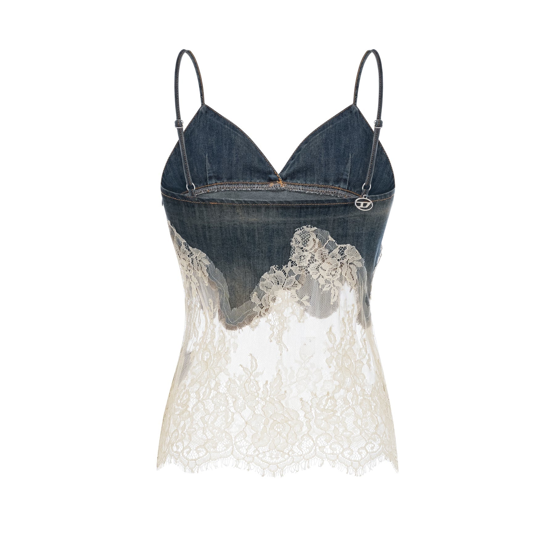 Sylvie lacedetail denim top  shorts matching set