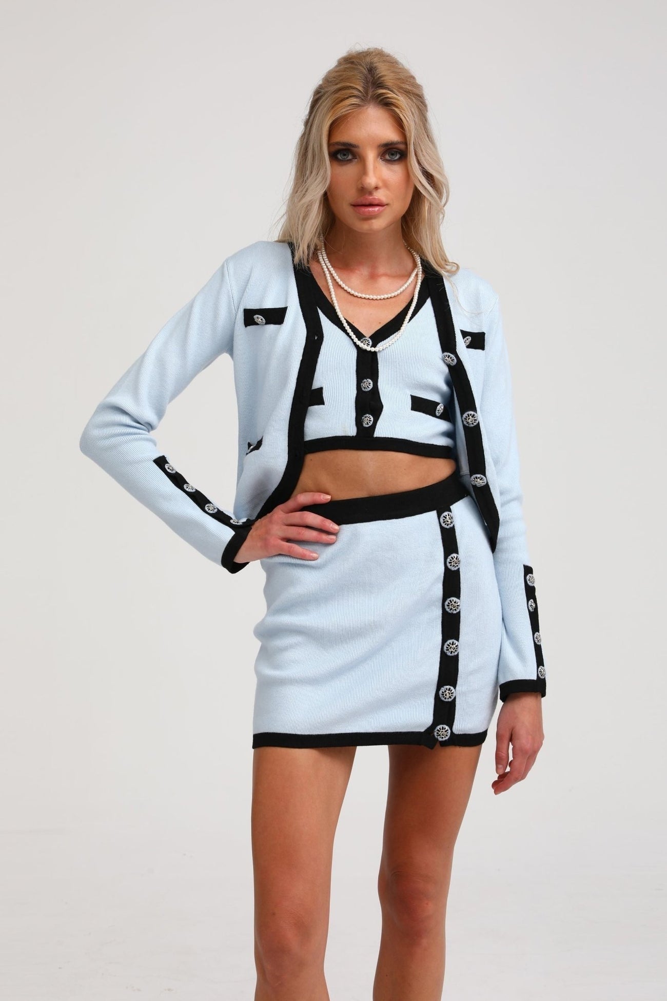 Tadhgín cadigan  crop top  skirt matching set