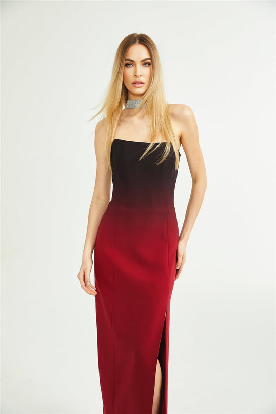 Taliyah Red Gradient Off-shoulder Maxi Dress