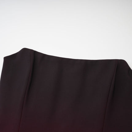 Taliyah Red Gradient Off-shoulder Maxi Dress 100% Polyester Luxury Modern Twist Elegant Statement Piece Graceful Movement Sophisticated Allure Side Slit Rear Zip Fastening Seamless Fit Refinement