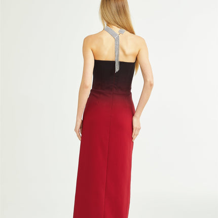 Taliyah Red Gradient Off-shoulder Maxi Dress 100% Polyester