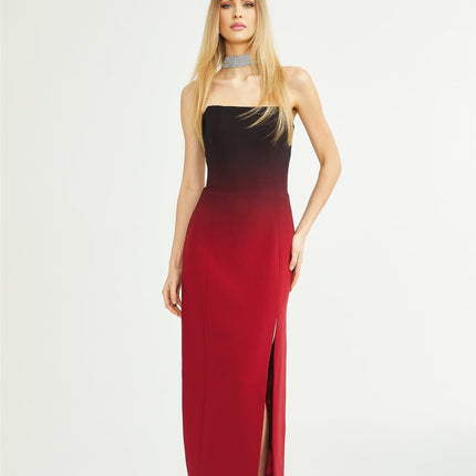 Taliyah Red Gradient Off-shoulder Maxi Dress 100% Polyester