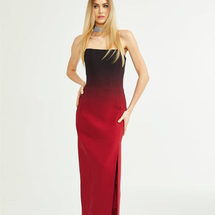Taliyah Red Gradient Off-shoulder Maxi Dress 100% Polyester luxury modern twist refined refinement elegance allure statement allure grace movement elegance