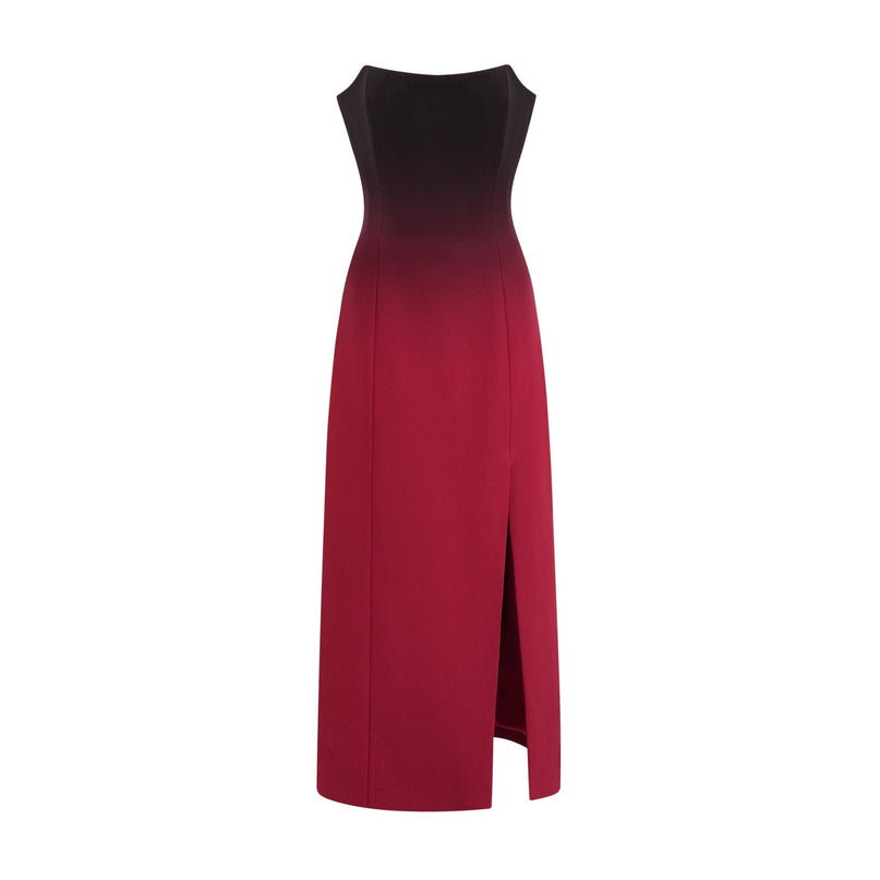 Taliyah Red Gradient Off-shoulder Maxi Dress 100% Polyester luxury elegance refined refinement statement allure grace sophistication allure