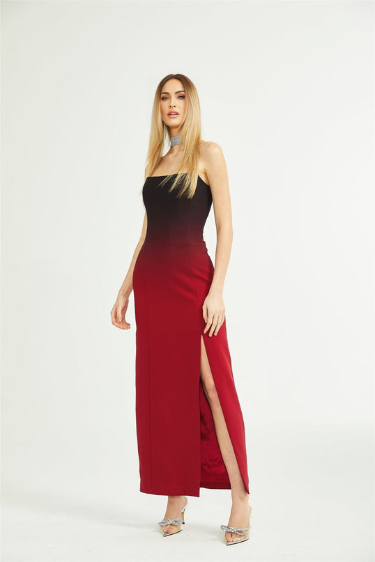 Taliyah Red Gradient Off-shoulder Maxi Dress