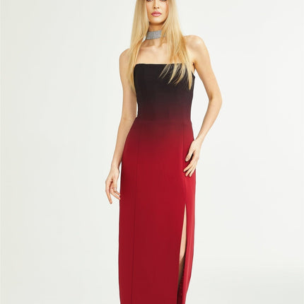 Taliyah Red Gradient Off-shoulder Maxi Dress 100% Polyester luxury modern twist refined refinement elegance allure statement allure grace movement