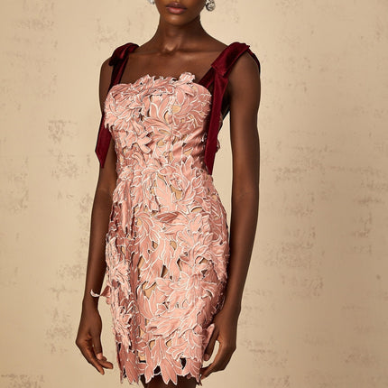 Tatiana pink floralembroidered mini dress