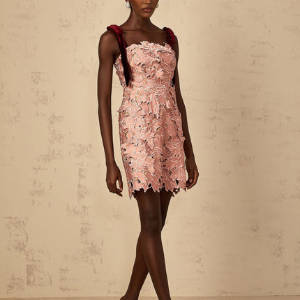 Tatiana pink floralembroidered mini dress