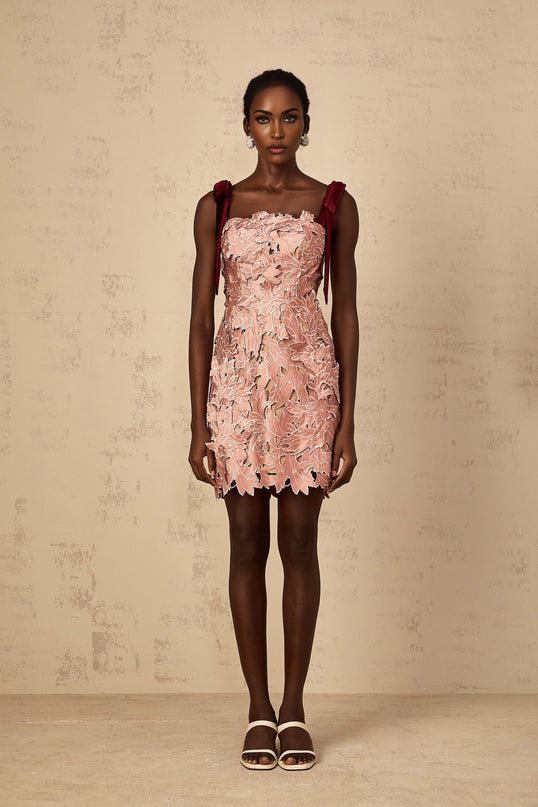 Tatiana pink floralembroidered mini dress