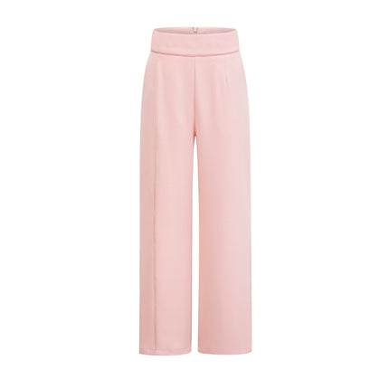 Teagan Pink White Blazer Pants Set Acetate Polyester Notched Lapels Button Fastening Tailored Fit Long Sleeves High Rise Straight Legs Side Slit Pockets Craftsmanship Polished Refined Appearance