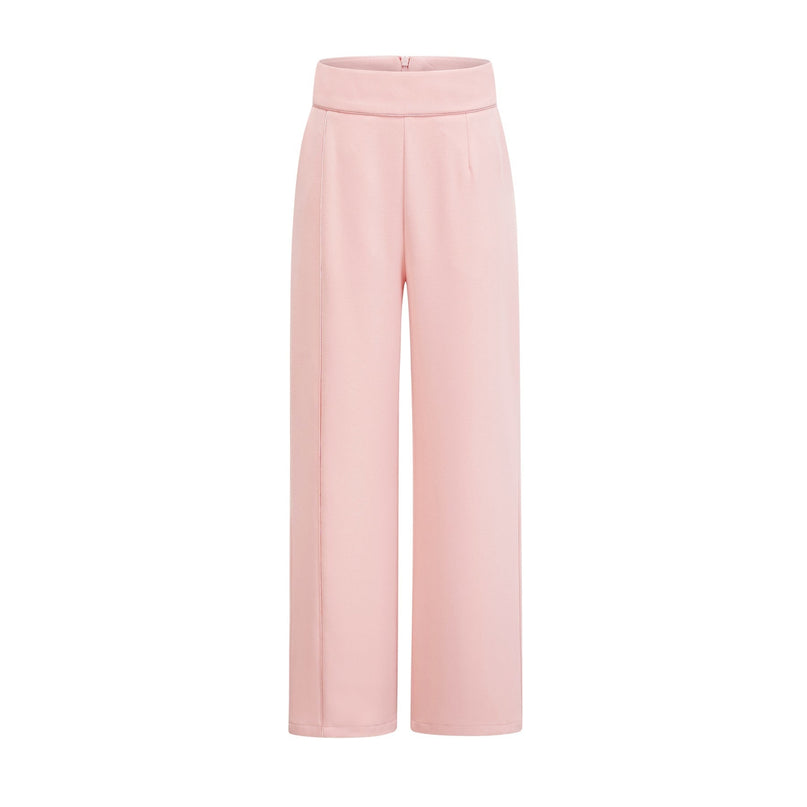 Teagan Pink White Blazer Pants Set Acetate Polyester Notched Lapels Button Fastening Tailored Fit Long Sleeves High Rise Straight Legs Side Slit Pockets Craftsmanship Polished Refined Appearance