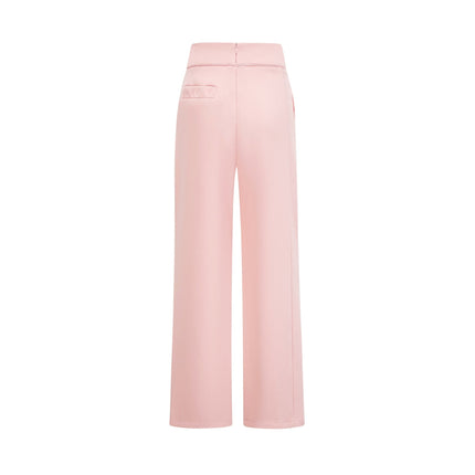 Teagan Pink White Blazer Pants Set Acetate Polyester Notched Lapels Front Button Fastening Tailored Fit Long Sleeves High Rise Pants Straight Legs Side Slit Pockets Impeccable Craftsmanship Polished Refined Appearance