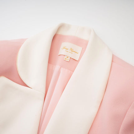 Teagan Pink White Blazer Pants Set