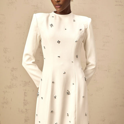 Tecla Maxi Dress Crystal Embellished White