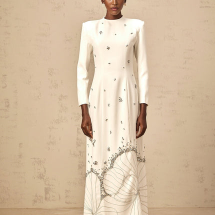 Tecla Maxi Dress Crystal Embellished White