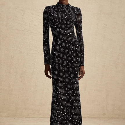 Teresa Black Crystal Embellished Maxi Dress