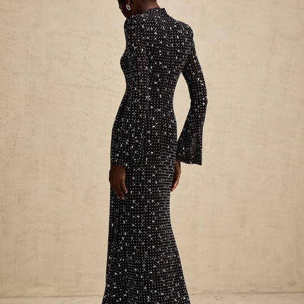 Teresa Black Crystal Embellished Maxi Dress