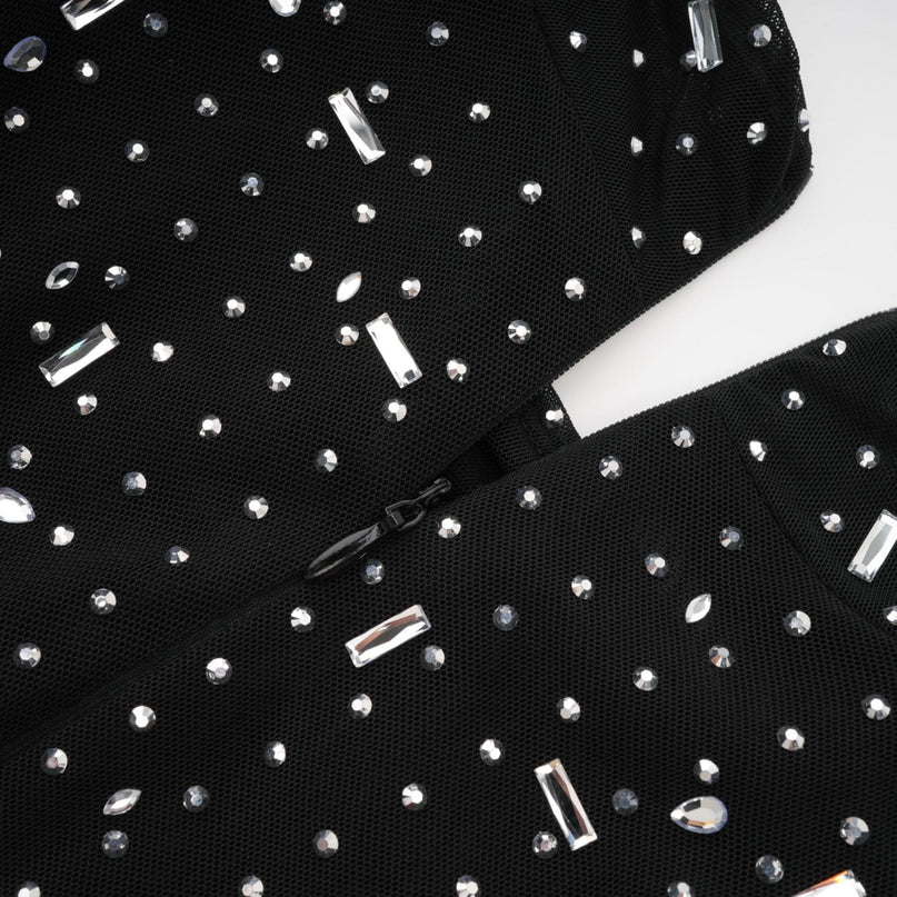 Teresa Black Crystal Embellished Maxi Dress