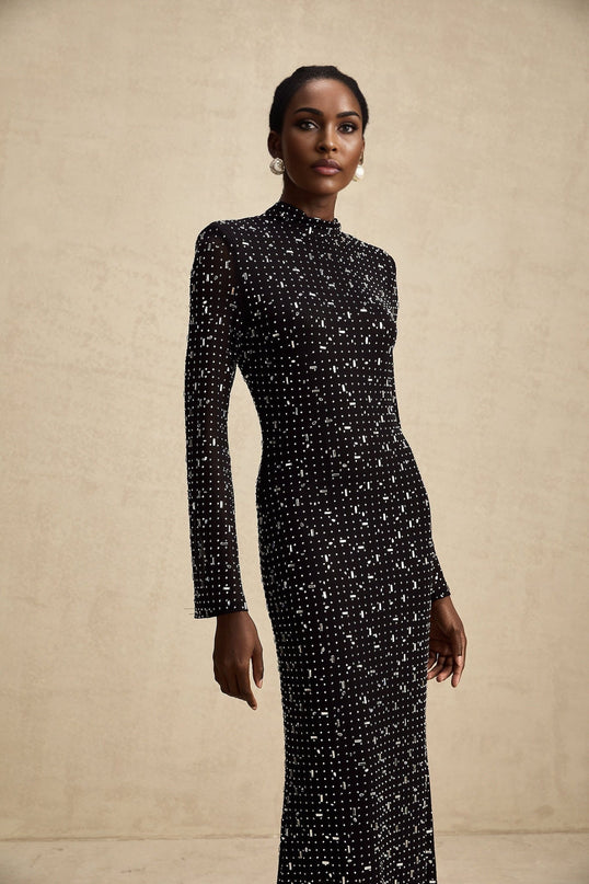 Teresa Black Crystal Embellished Maxi Dress