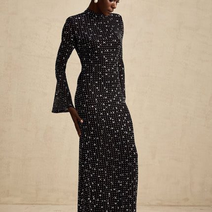 Teresa Black Crystal Embellished Maxi Dress