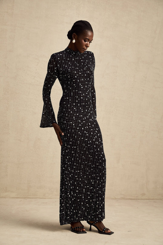 Teresa Black Crystal Embellished Maxi Dress