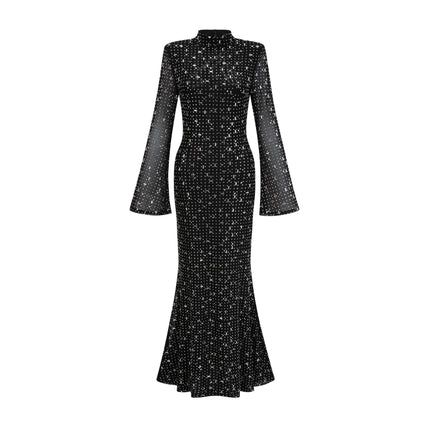 Teresa Black Crystal Embellished Maxi Dress