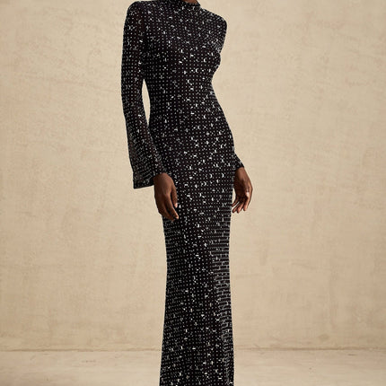 Teresa Black Crystal Embellished Maxi Dress