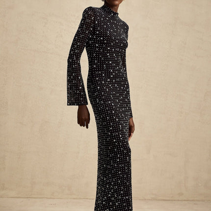Teresa Black Crystal Embellished Maxi Dress