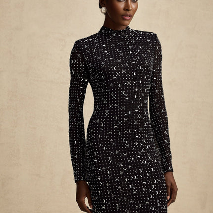 Teresa Black Crystal Embellished Maxi Dress