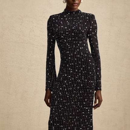 Teresa Black Crystal Embellished Maxi Dress