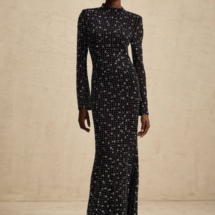 Teresa Black Crystal Embellished Maxi Dress