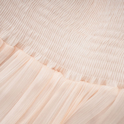 Teresa Halterneck Midi Dress in Neutrals crafted from 100% Terylene with lace trim and A-line silhouette