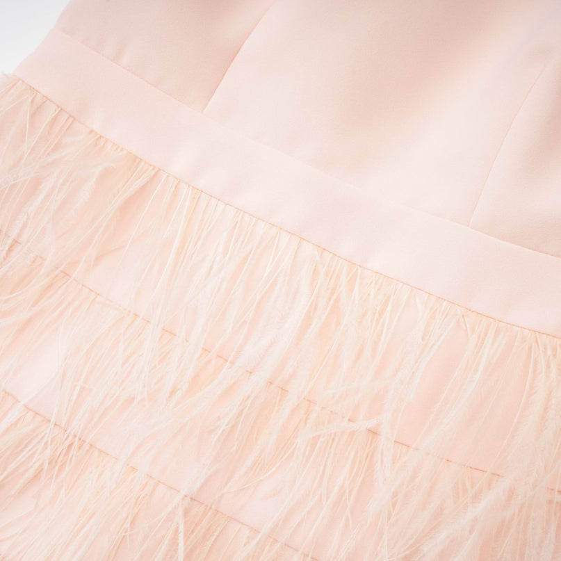 Teresa Pink Feather Tassel Halter Neck Dress