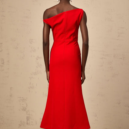 Teresina Red One-Shoulder Midi Dress