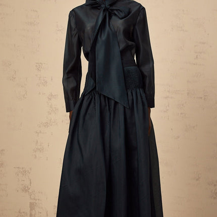 Tessa Green Ribbon Tie Neck Maxi Set