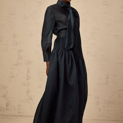 Tessa Green Ribbon Tie Neck Maxi Set