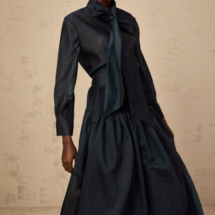 Tessa Green Ribbon Tie Neck Maxi Set