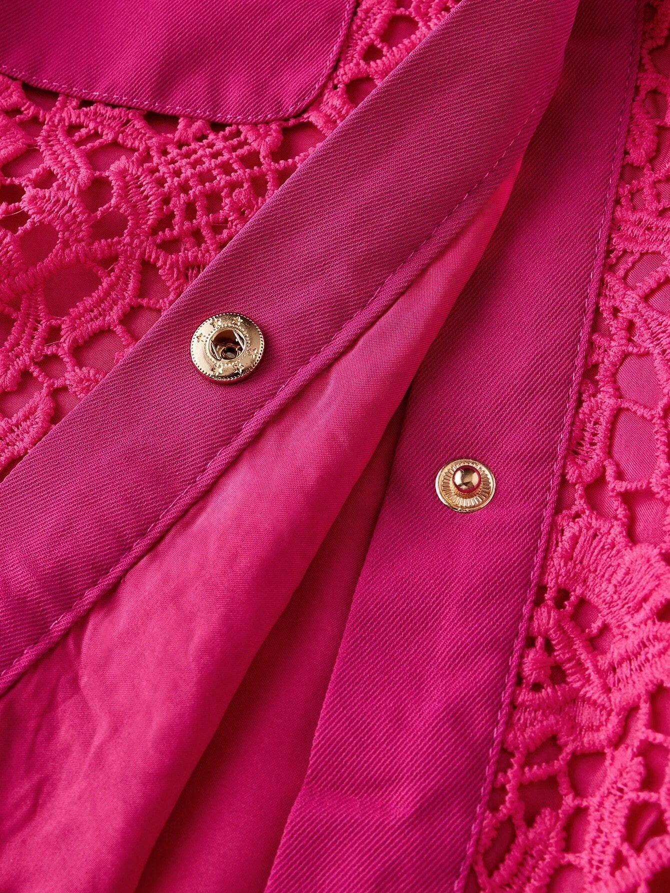 Textured Lace HollowOut Classic Shirt Dress For Women