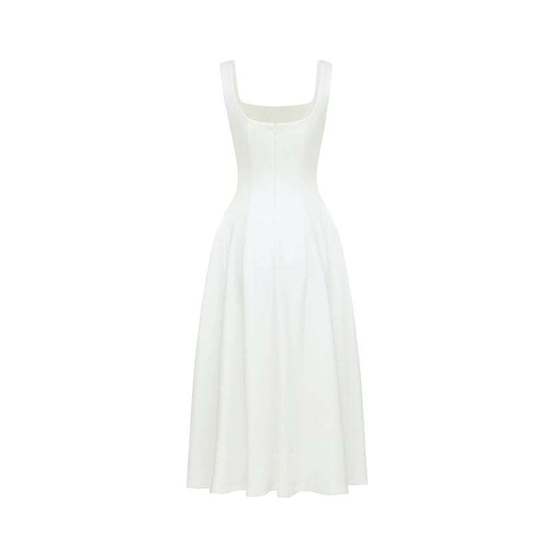 Thala white pleated flared midi dress