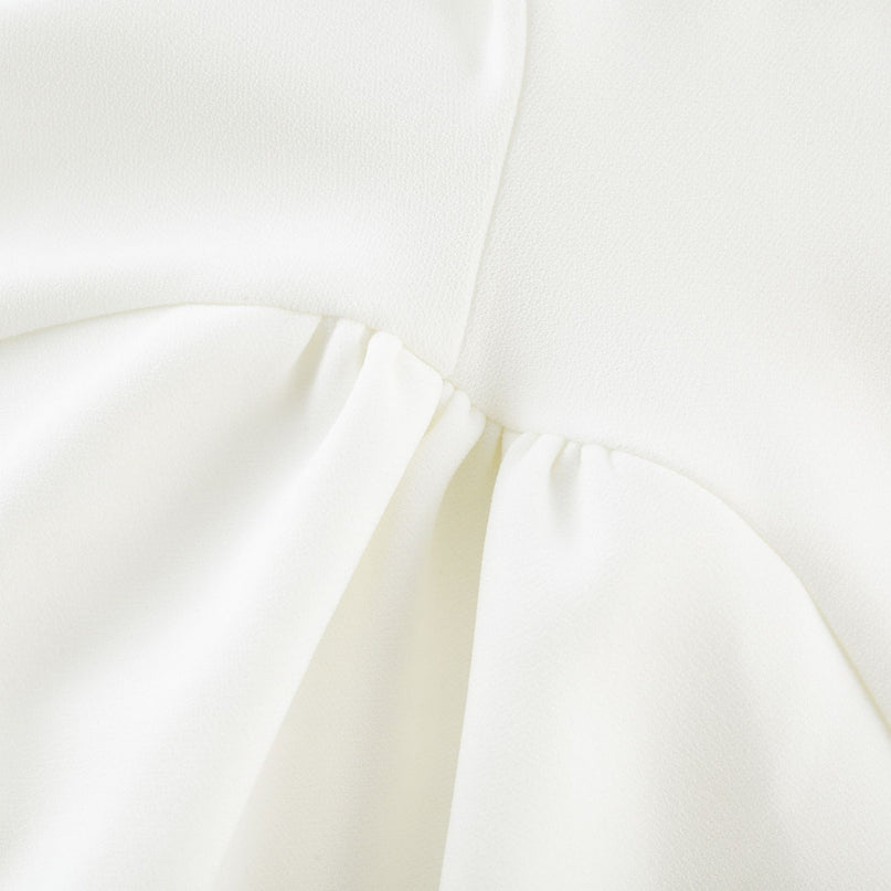 Thala White Sleeveless Midi Dress Square Neckline Pleated Details Back Zipper Elegant Formal Events