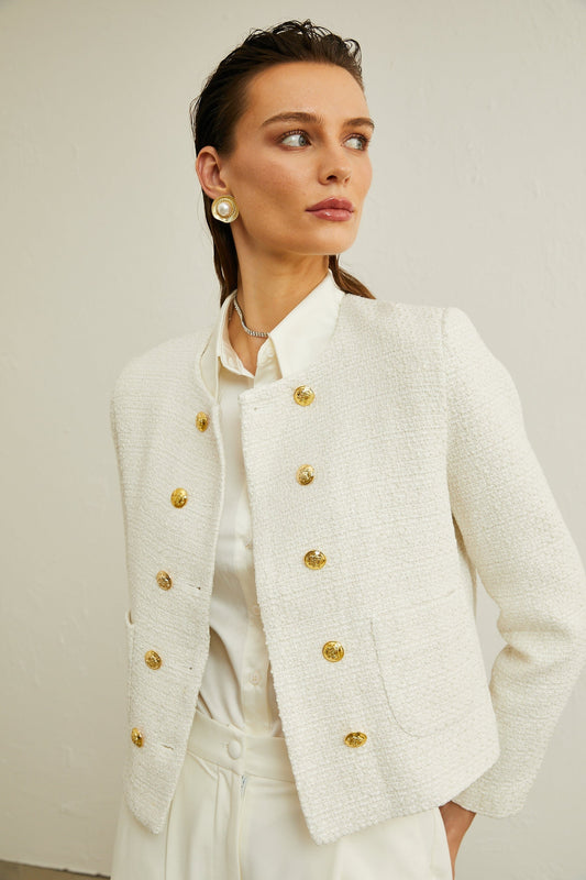 Thérèse white tweed doublebreasted jacket