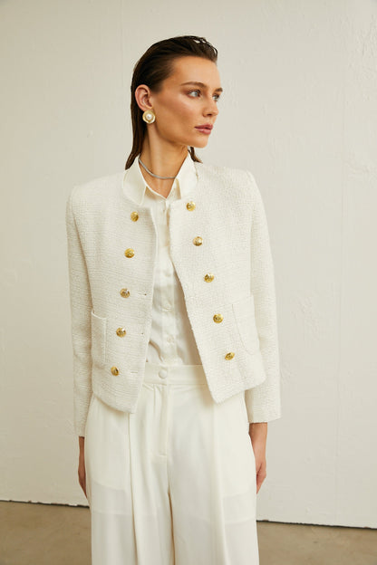 Thérèse white tweed doublebreasted jacket
