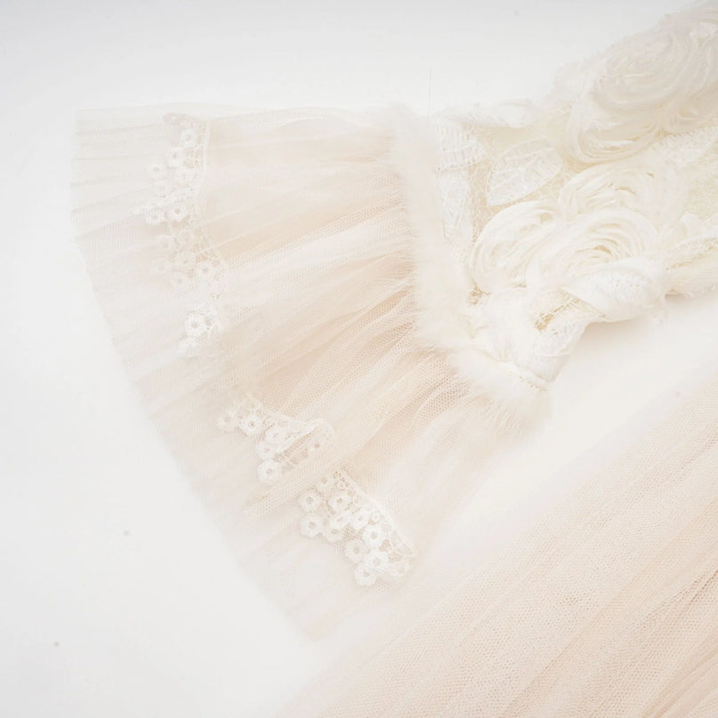 Thibaulte pleated lacefloral midi dress