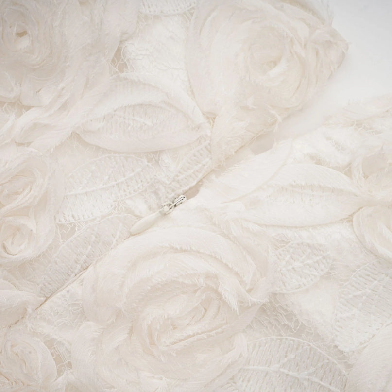 Thibaulte pleated lacefloral midi dress