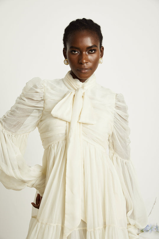 Thibaulte tuckdetail pleated tulle mini dress