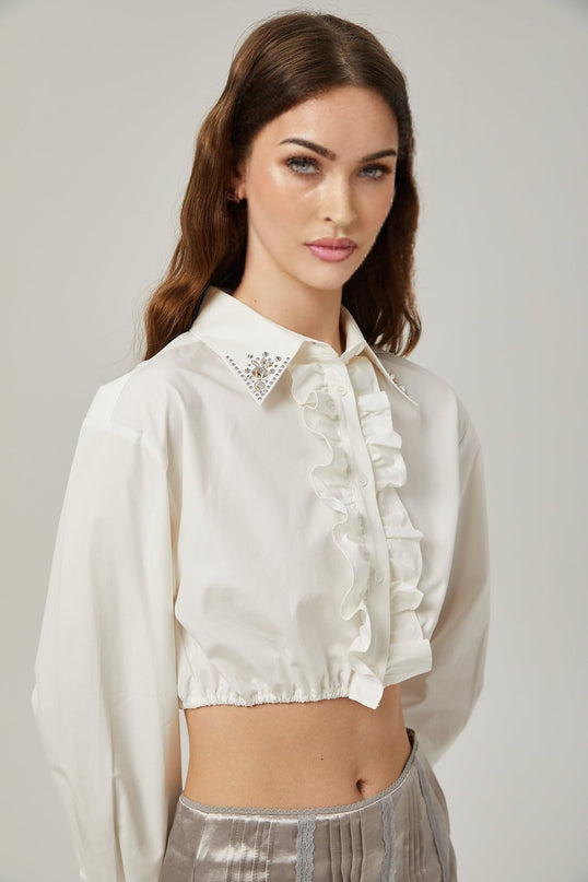 Tiana Silver Lace Striped Pleated Skirt